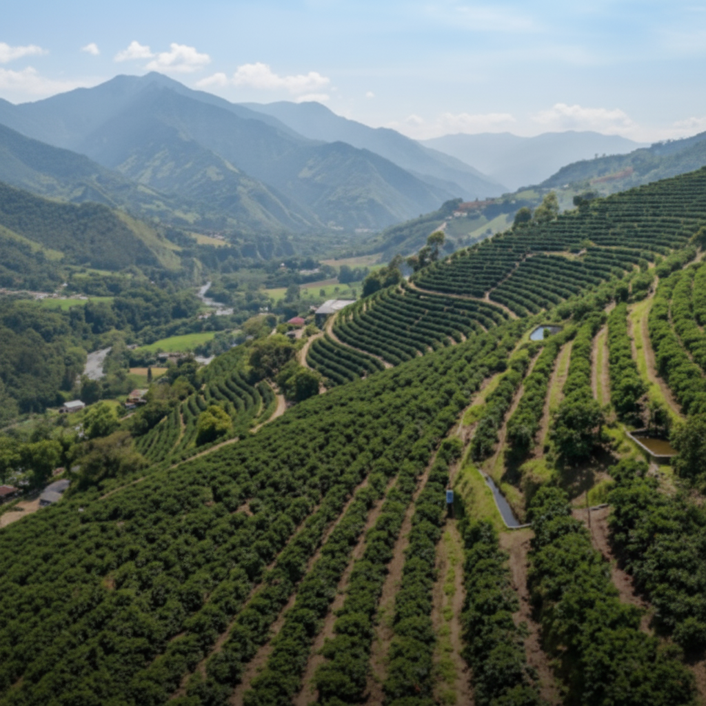 Paisaje cafetero aéreo