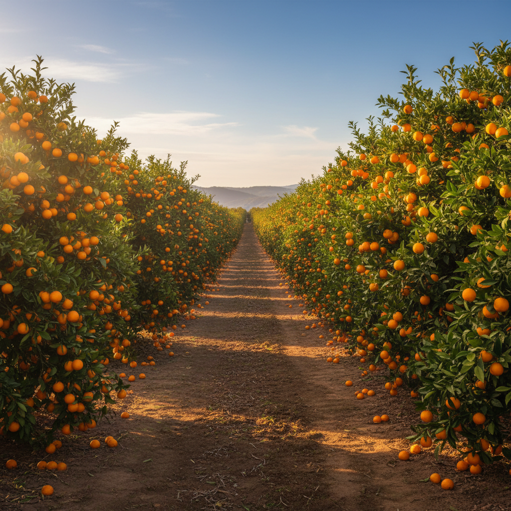 Paisaje de árboles de naranja